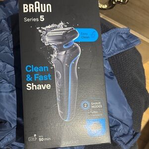 Braun Series 5 Electric Shaver — Black with Blue Accents